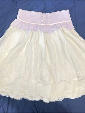 Ank Rouge Lavender & Ivory Ruffle A-Line Skirt Jfashion Egirl Lolita Jirai Kei